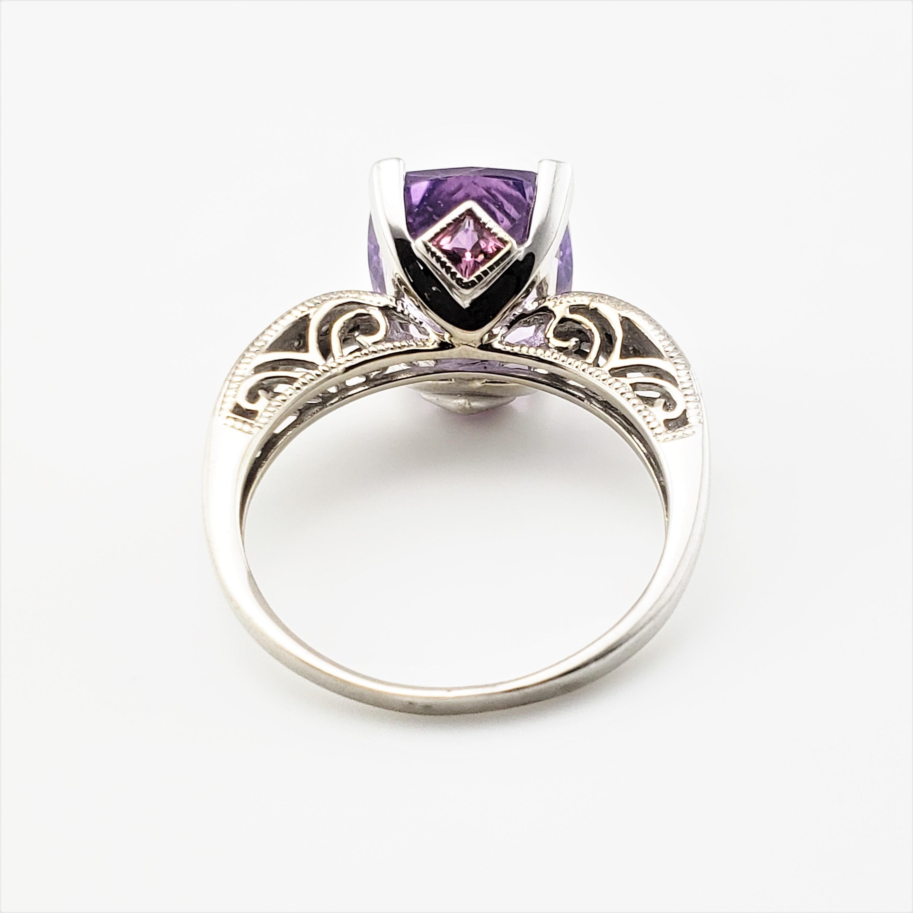 Bague en or blanc 14 carats avec améthyste et diamants certifiés GAI en vente 1