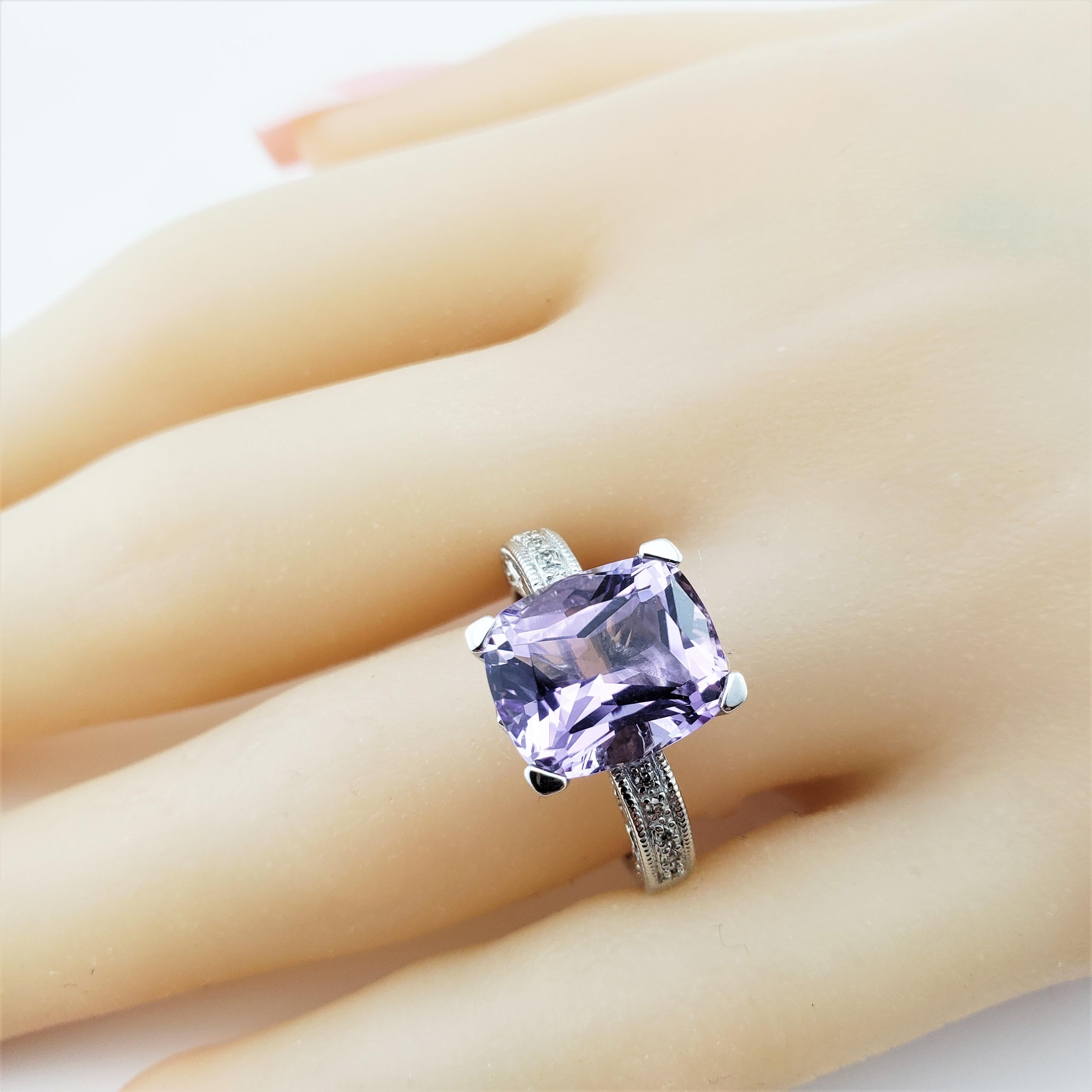 Bague en or blanc 14 carats avec améthyste et diamants certifiés GAI en vente 3