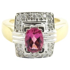 Bague en or 18 carats avec tourmaline et diamant