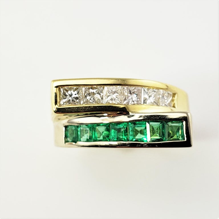 18 Karat Yellow Gold Emerald and Diamond Ring For Sale at 1stDibs