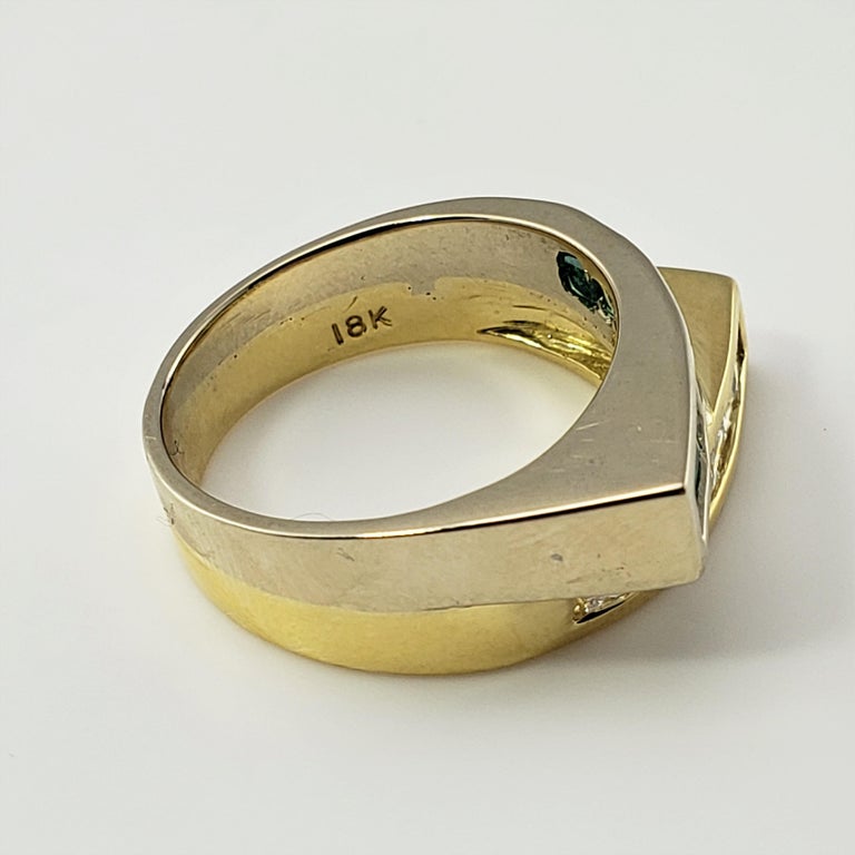 18 Karat Yellow Gold Emerald and Diamond Ring For Sale at 1stDibs