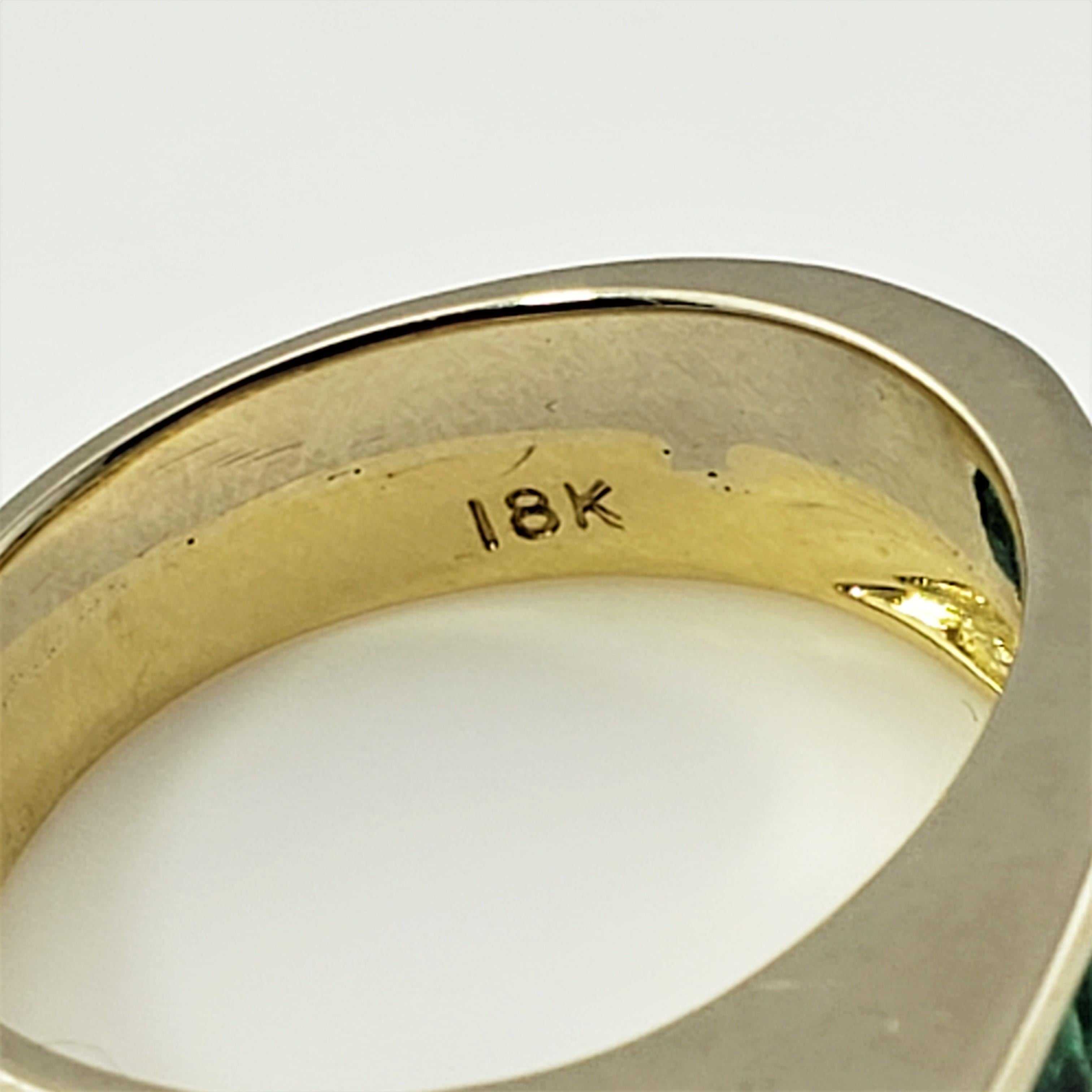18 Karat Yellow Gold Emerald and Diamond Ring For Sale 2