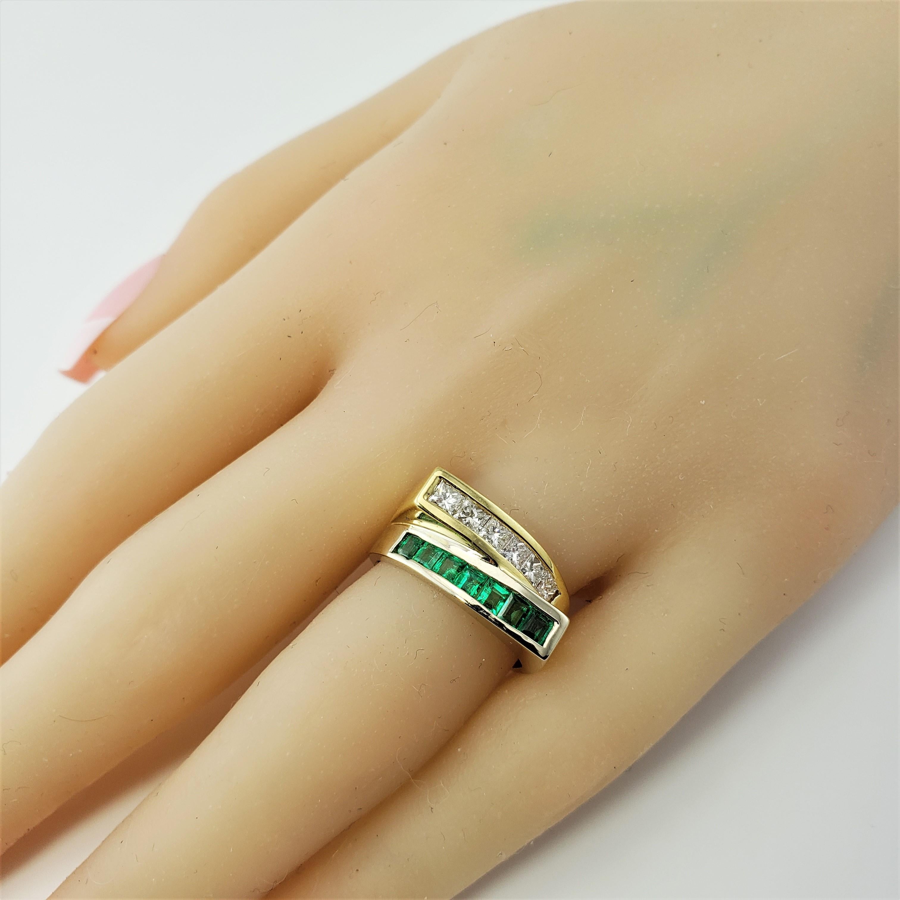 18 Karat Yellow Gold Emerald and Diamond Ring For Sale 4