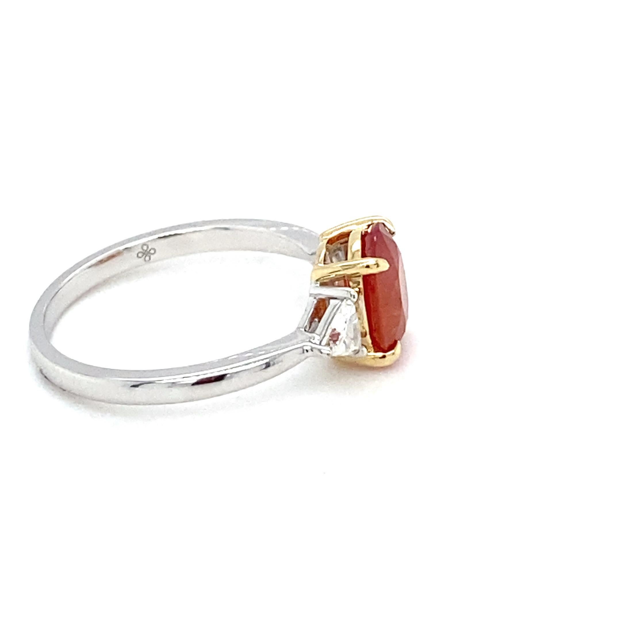 GIA Certified 2.07 Carat Orange Sapphire Diamond Two Tone Gold Ring For Sale 11