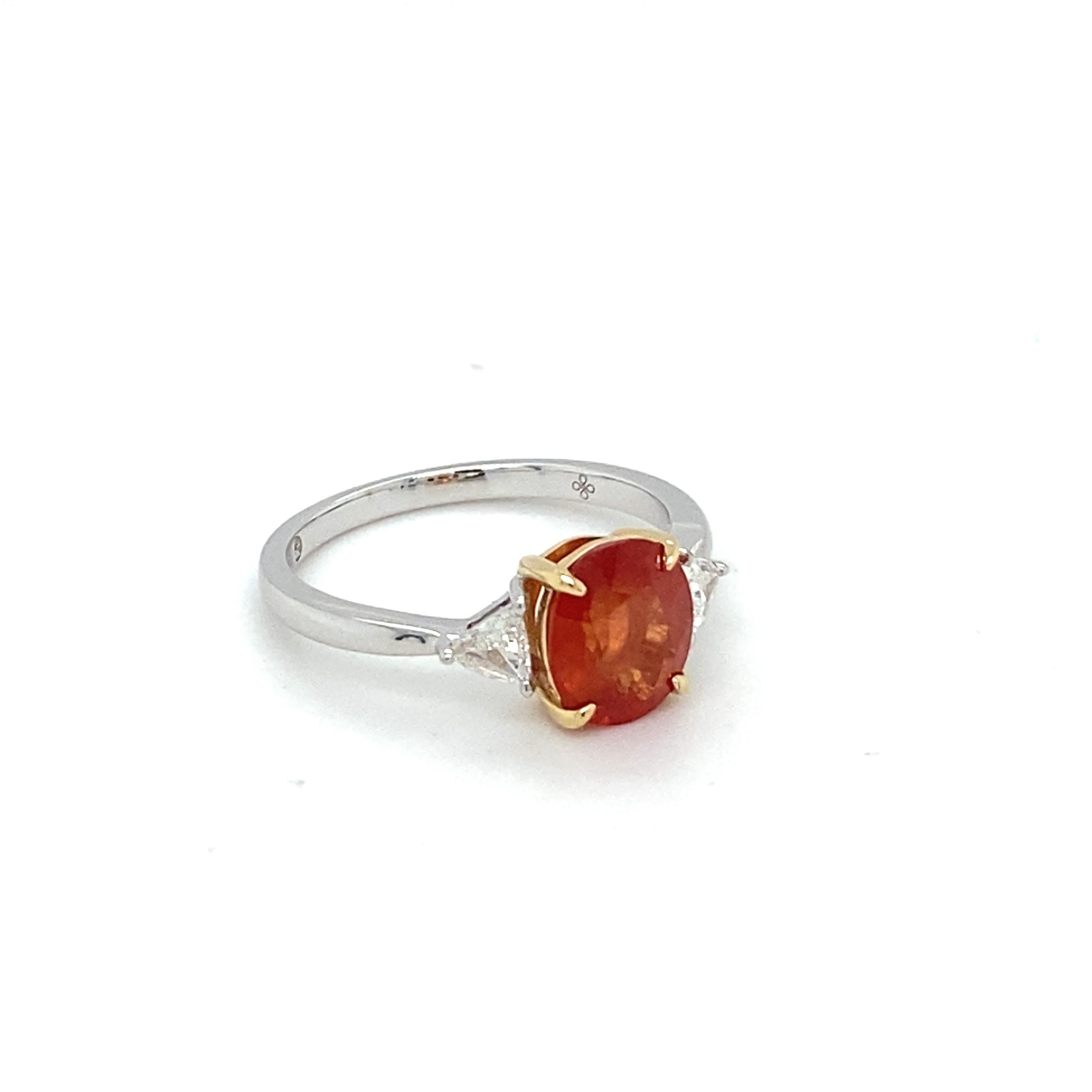 GIA Certified 2.07 Carat Orange Sapphire Diamond Two Tone Gold Ring For Sale 12