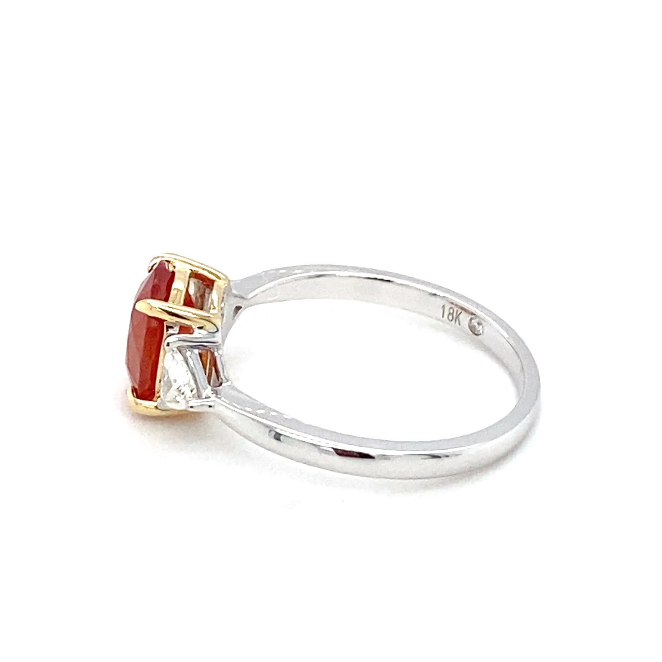 GIA Certified 2.07 Carat Orange Sapphire Diamond Two Tone Gold Ring For Sale 13