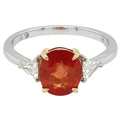 GIA Certified 2.07 Carat Orange Sapphire Diamond Two Tone Gold Ring