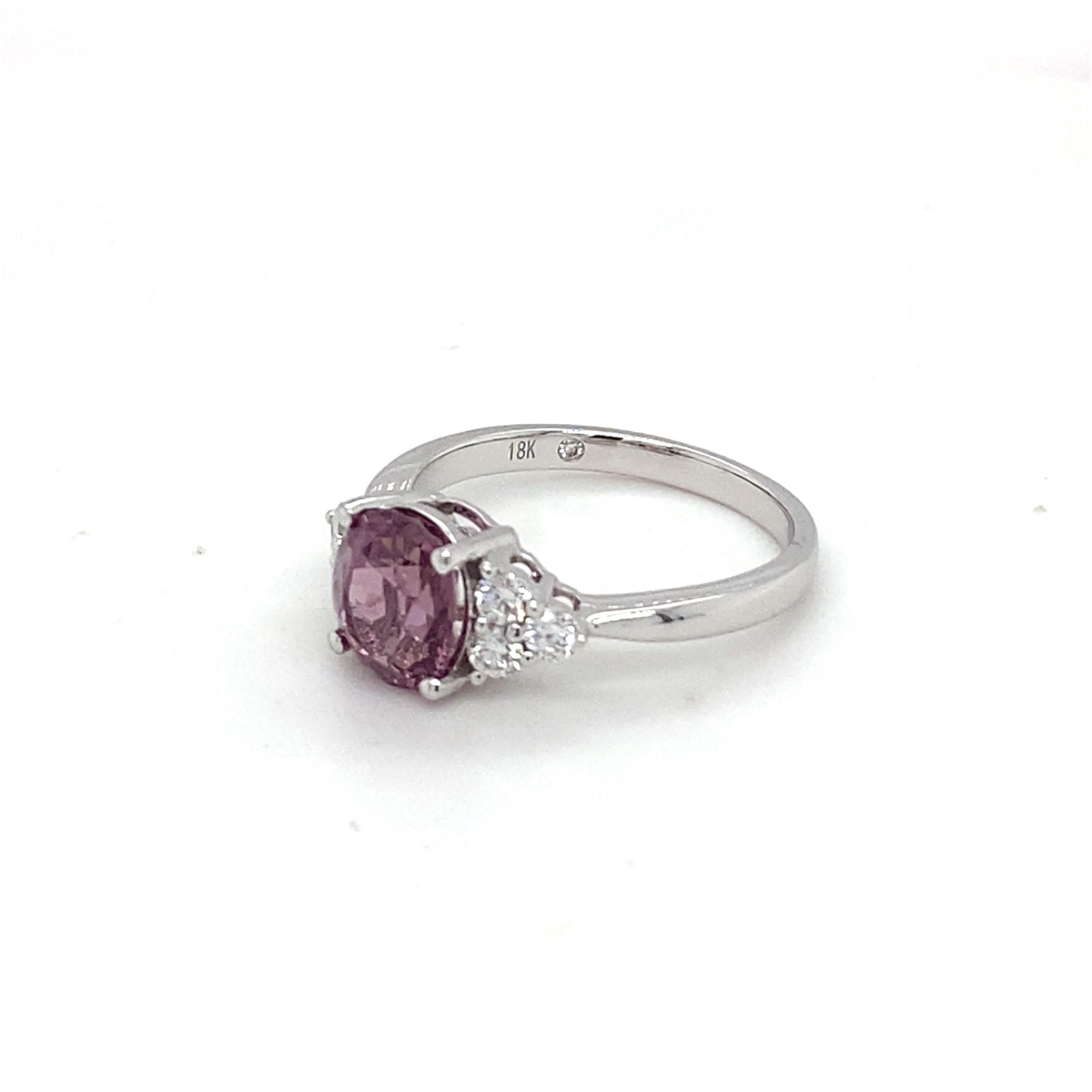 GAI Certified 2.4 Carat Purple Spinel Diamond White Gold Ring For Sale 12