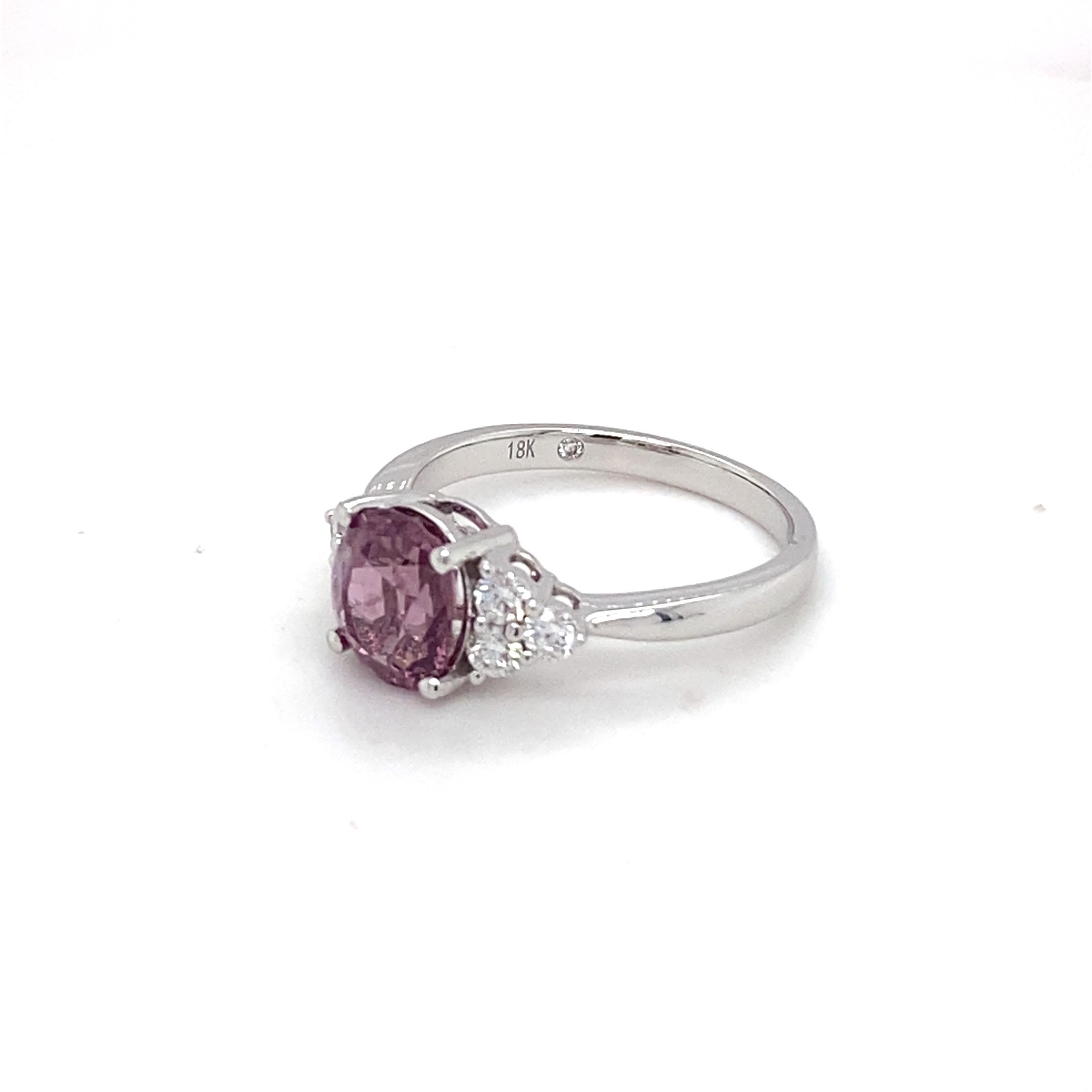 GAI Certified 2.4 Carat Purple Spinel Diamond White Gold Ring For Sale 13