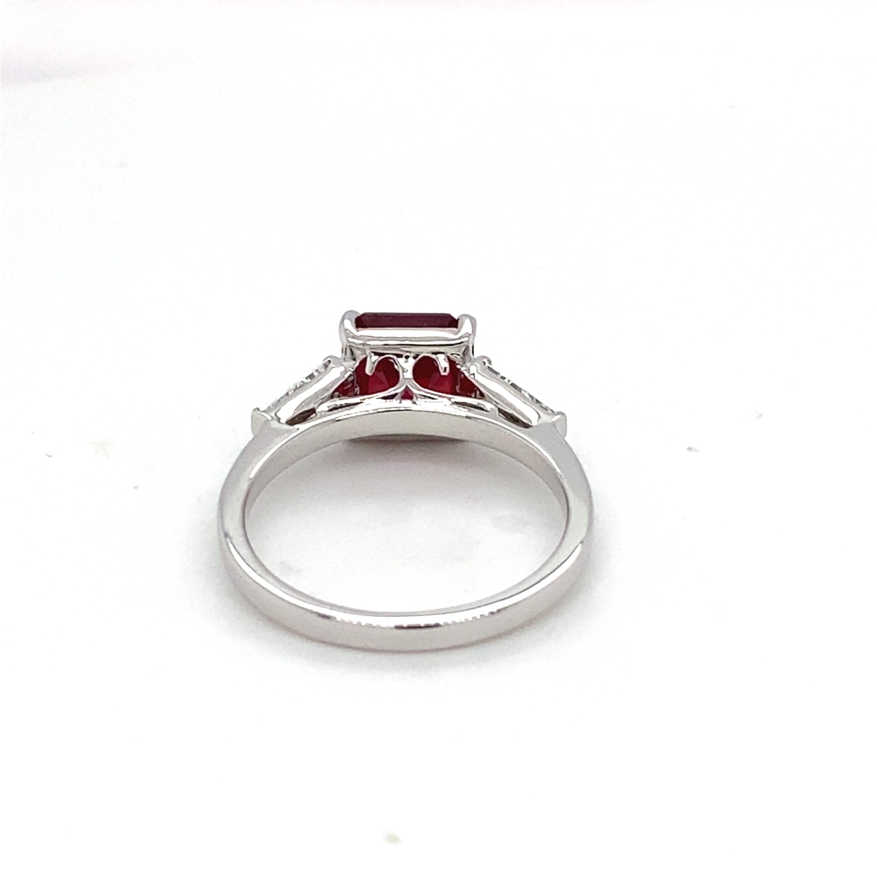 GAI Certified 3.12 Carat Ruby Diamond White Gold Ring For Sale 4