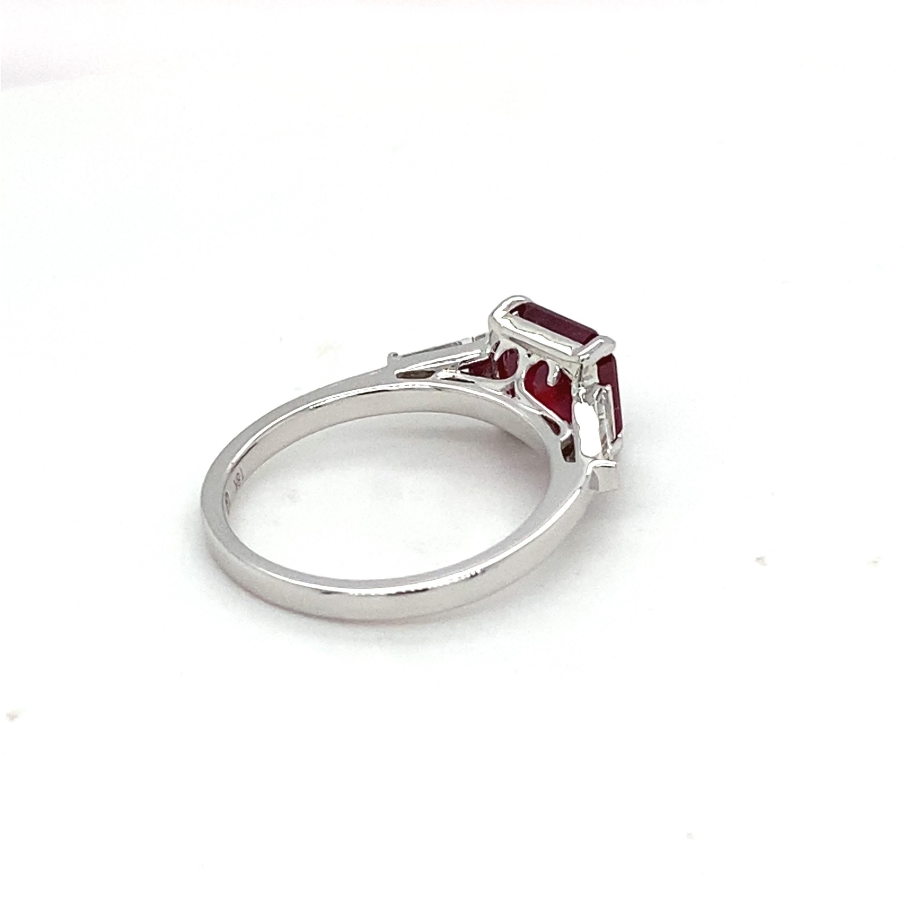 GAI Certified 3.12 Carat Ruby Diamond White Gold Ring For Sale 5