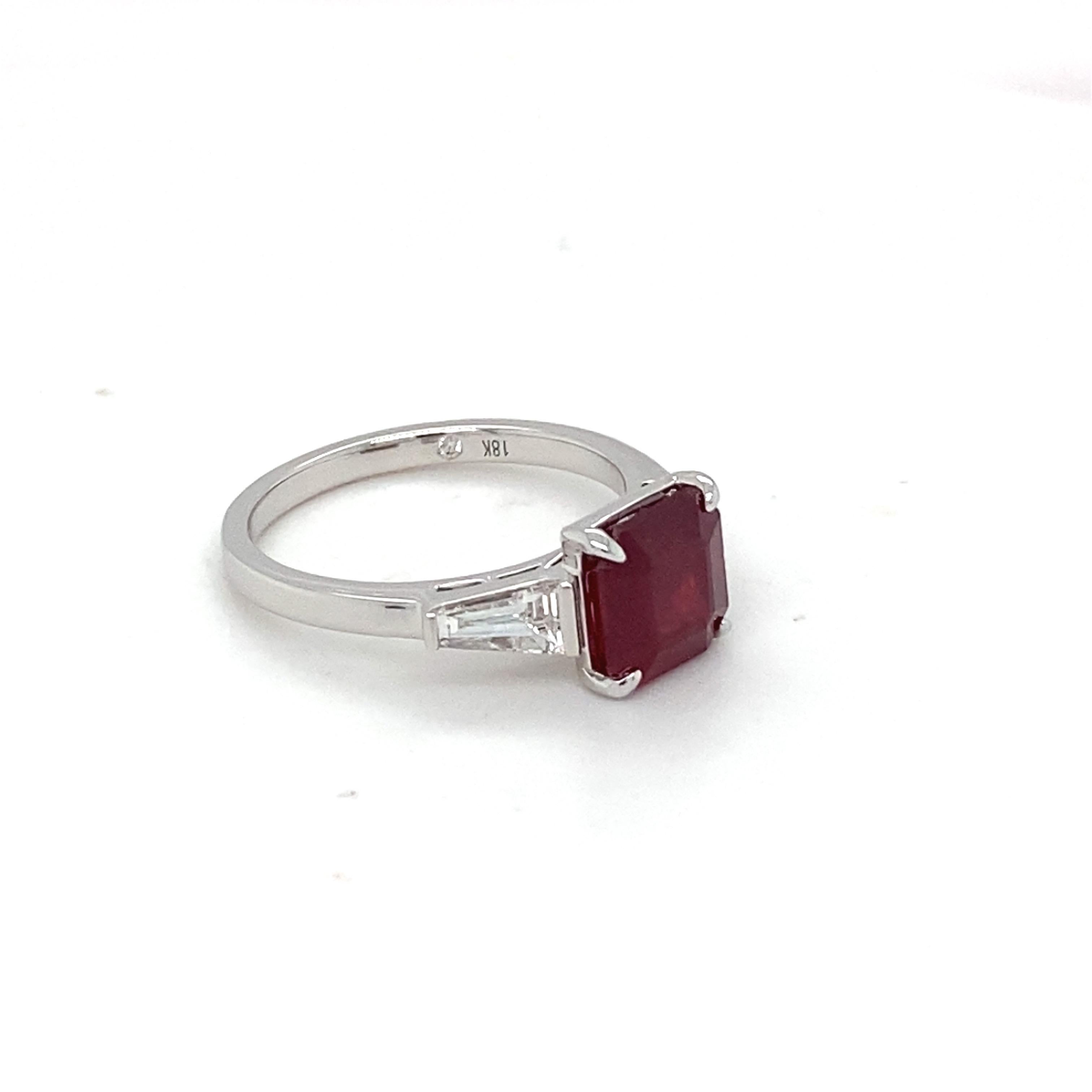 GAI Certified 3.12 Carat Ruby Diamond White Gold Ring For Sale 10
