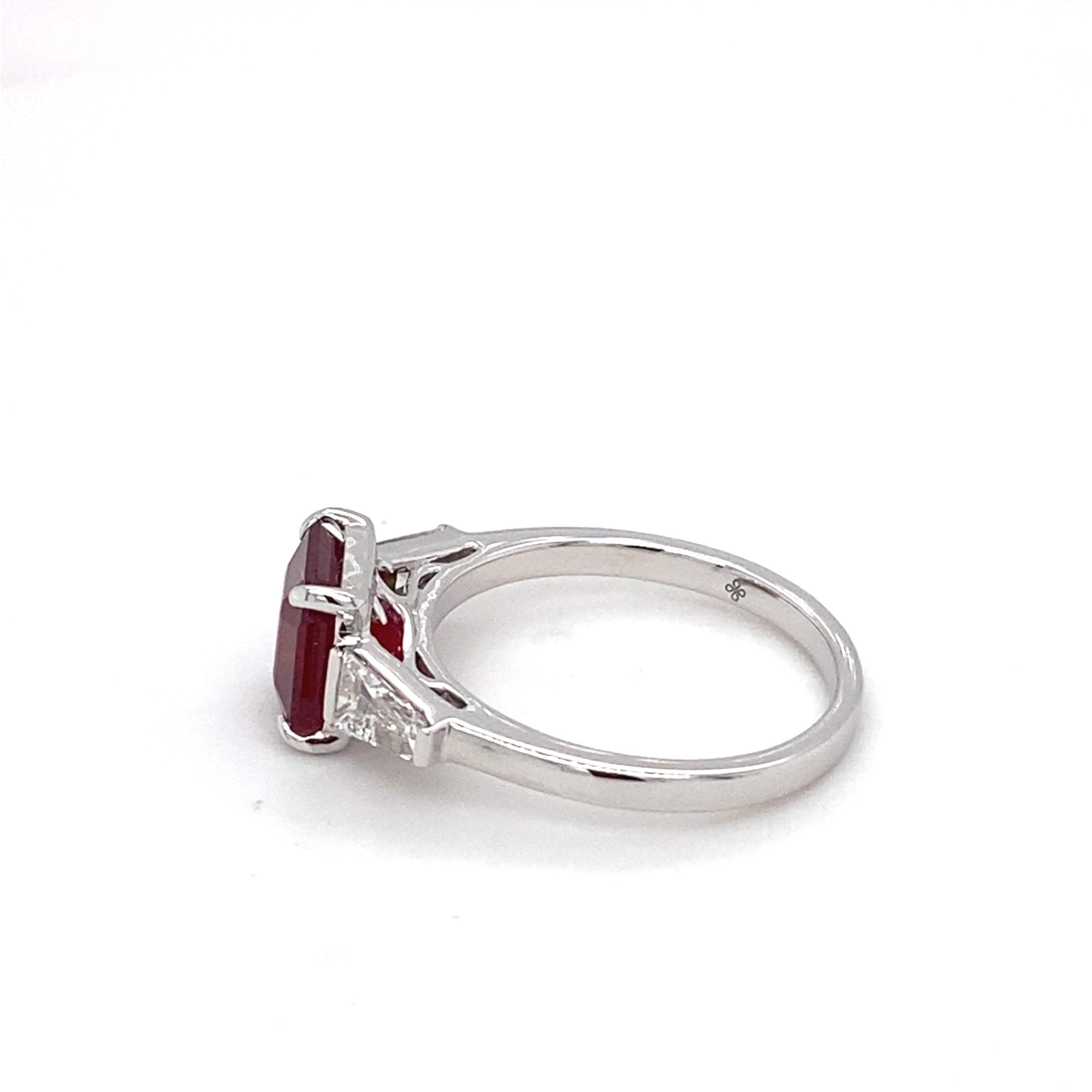 Women's GAI Certified 3.12 Carat Ruby Diamond White Gold Ring For Sale
