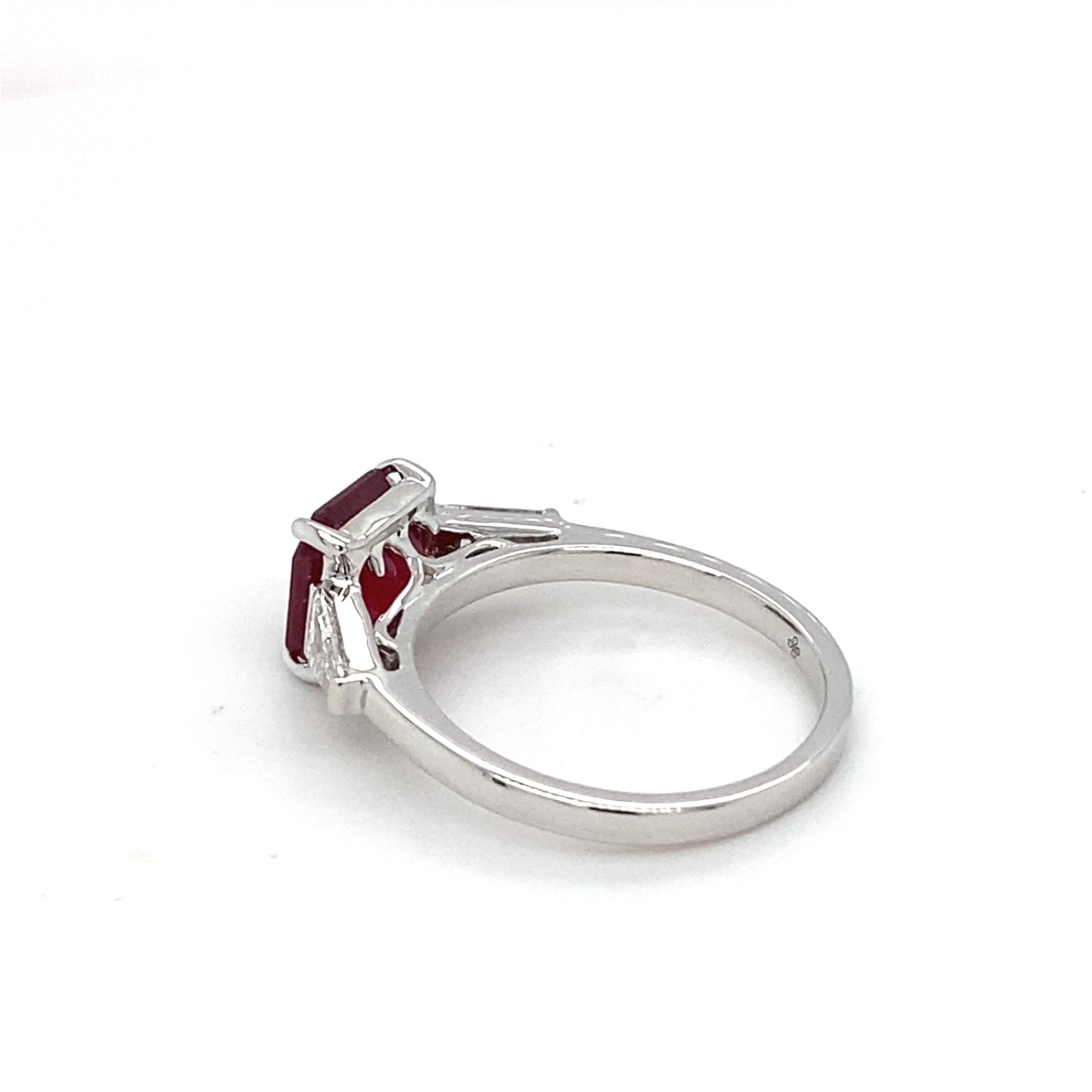 GAI Certified 3.12 Carat Ruby Diamond White Gold Ring For Sale 1
