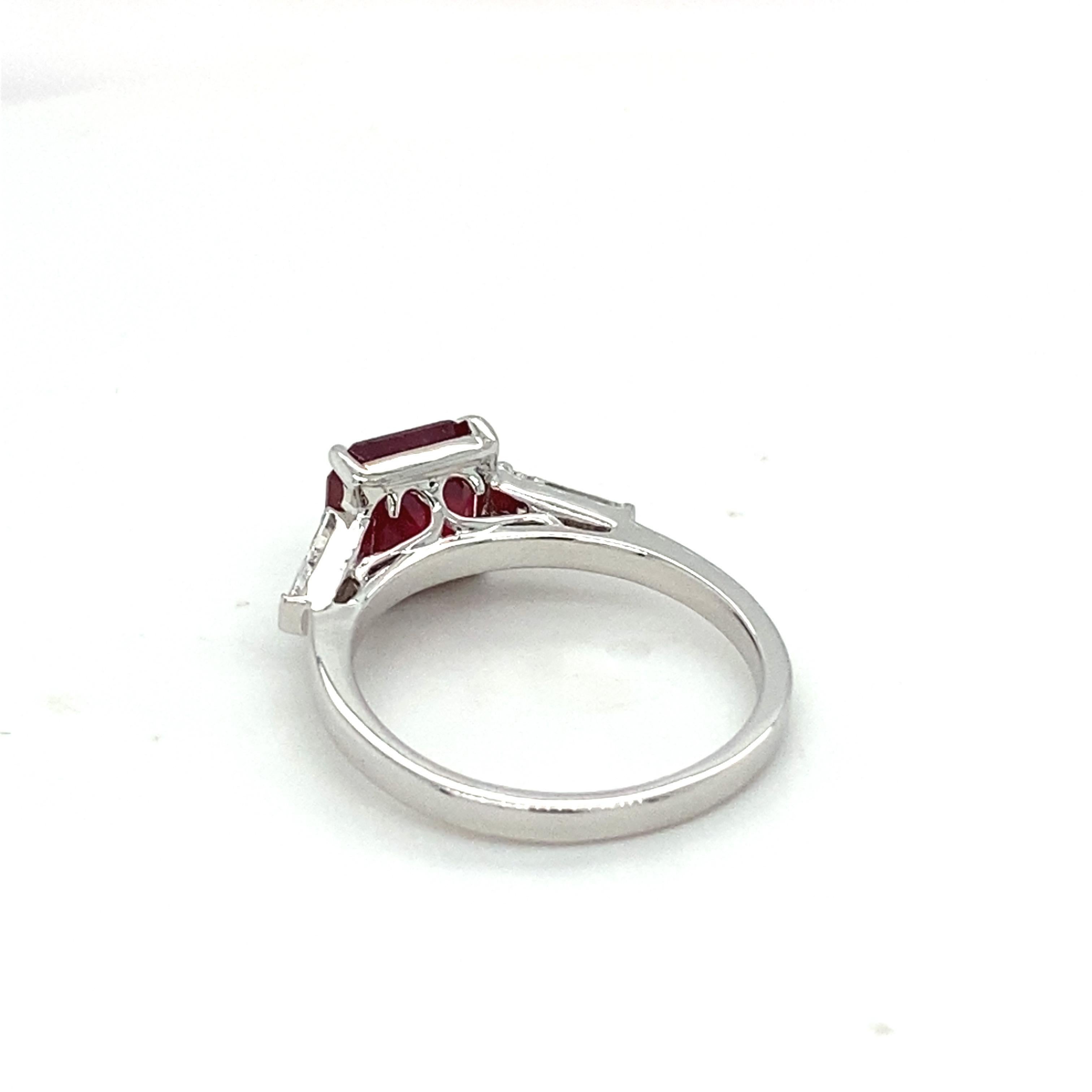 GAI Certified 3.12 Carat Ruby Diamond White Gold Ring For Sale 3
