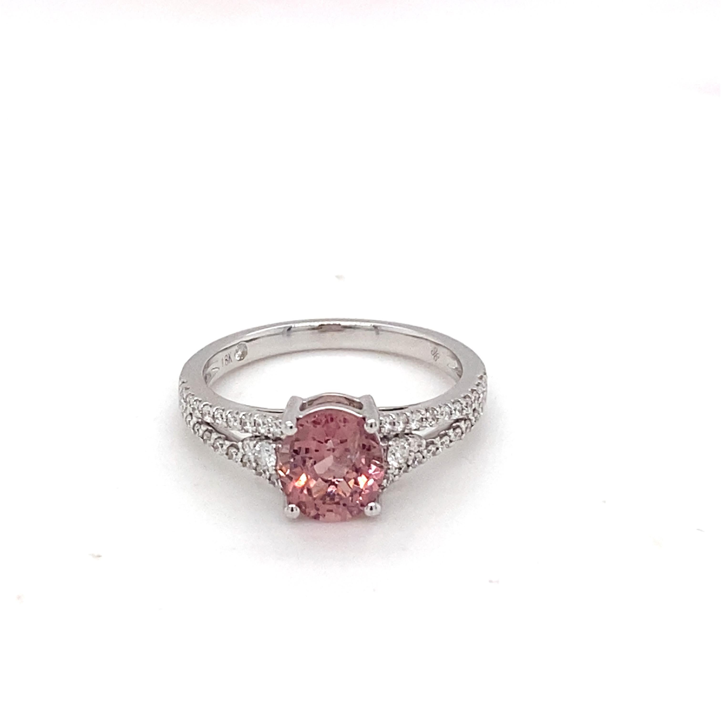GAI Certified Pink Spinel Diamond White Gold Ring For Sale 5
