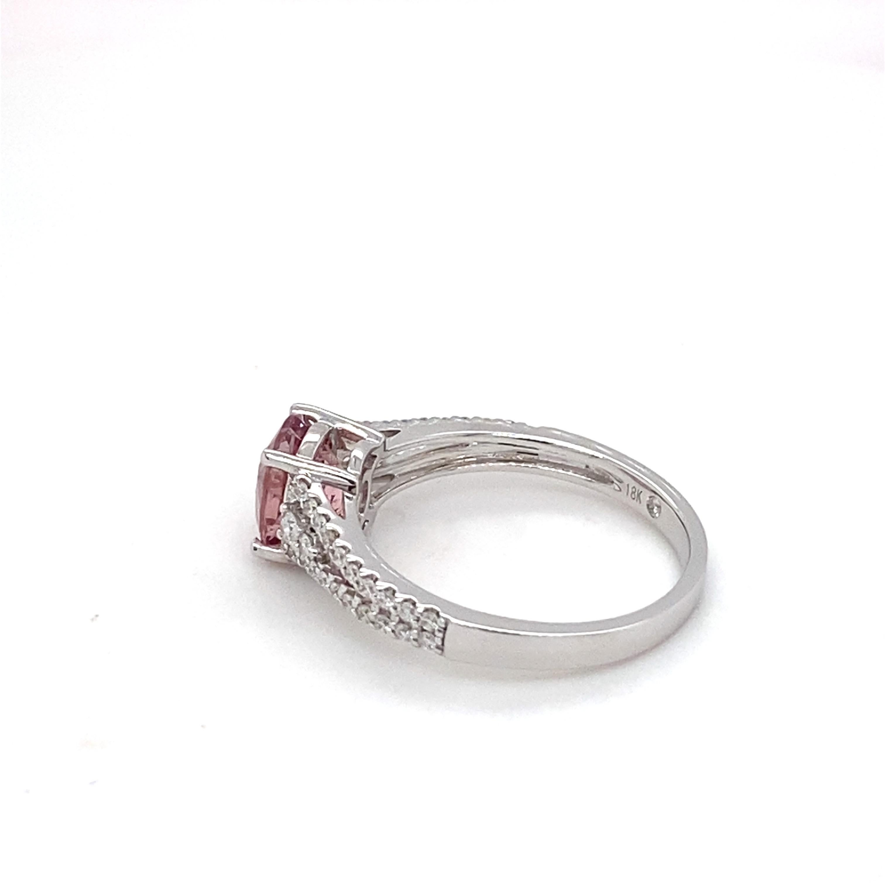 GAI Certified Pink Spinel Diamond White Gold Ring For Sale 10