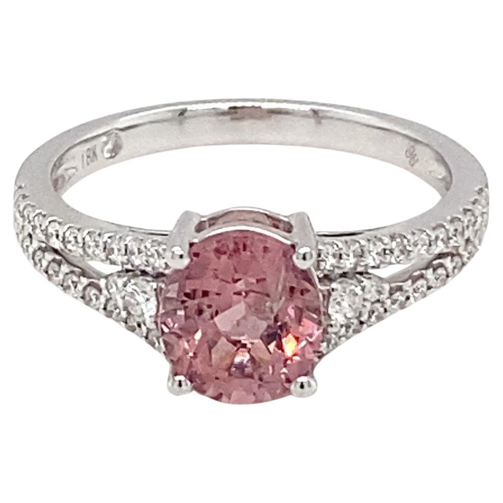 GAI Certified Pink Spinel Diamond White Gold Ring For Sale