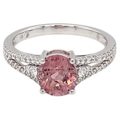 GAI Certified Pink Spinel Diamond White Gold Ring