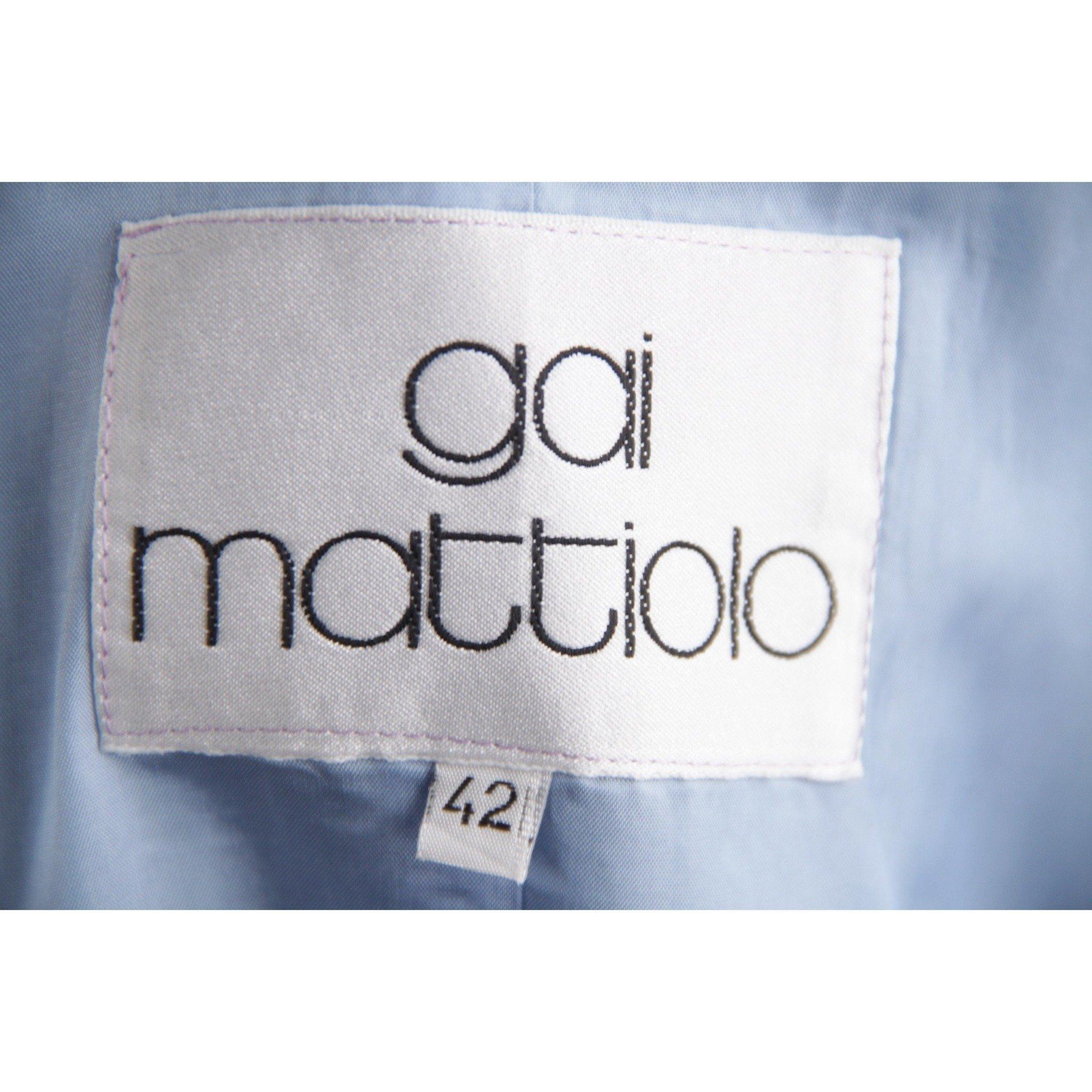 Women's GAI MATTIOLO Baby Blue CROC LOOK Double Breasted BLAZER Jacket SZ 42 IT GT