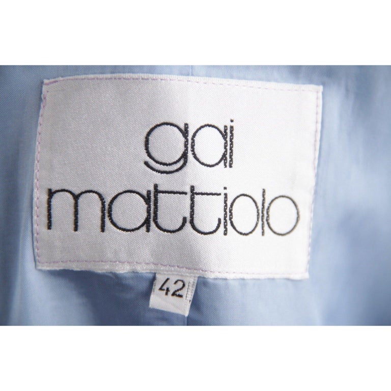 GAI MATTIOLO Baby Blue CROC LOOK Double Breasted BLAZER Jacket SZ 42 IT ...