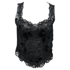 Gai Mattiolo - Débardeur en mousseline noir avec broderie