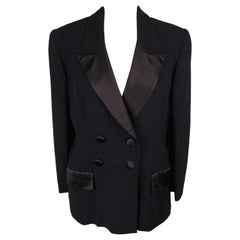 Gai Mattiolo Black Double Breasted Blazer Jacket Size 44