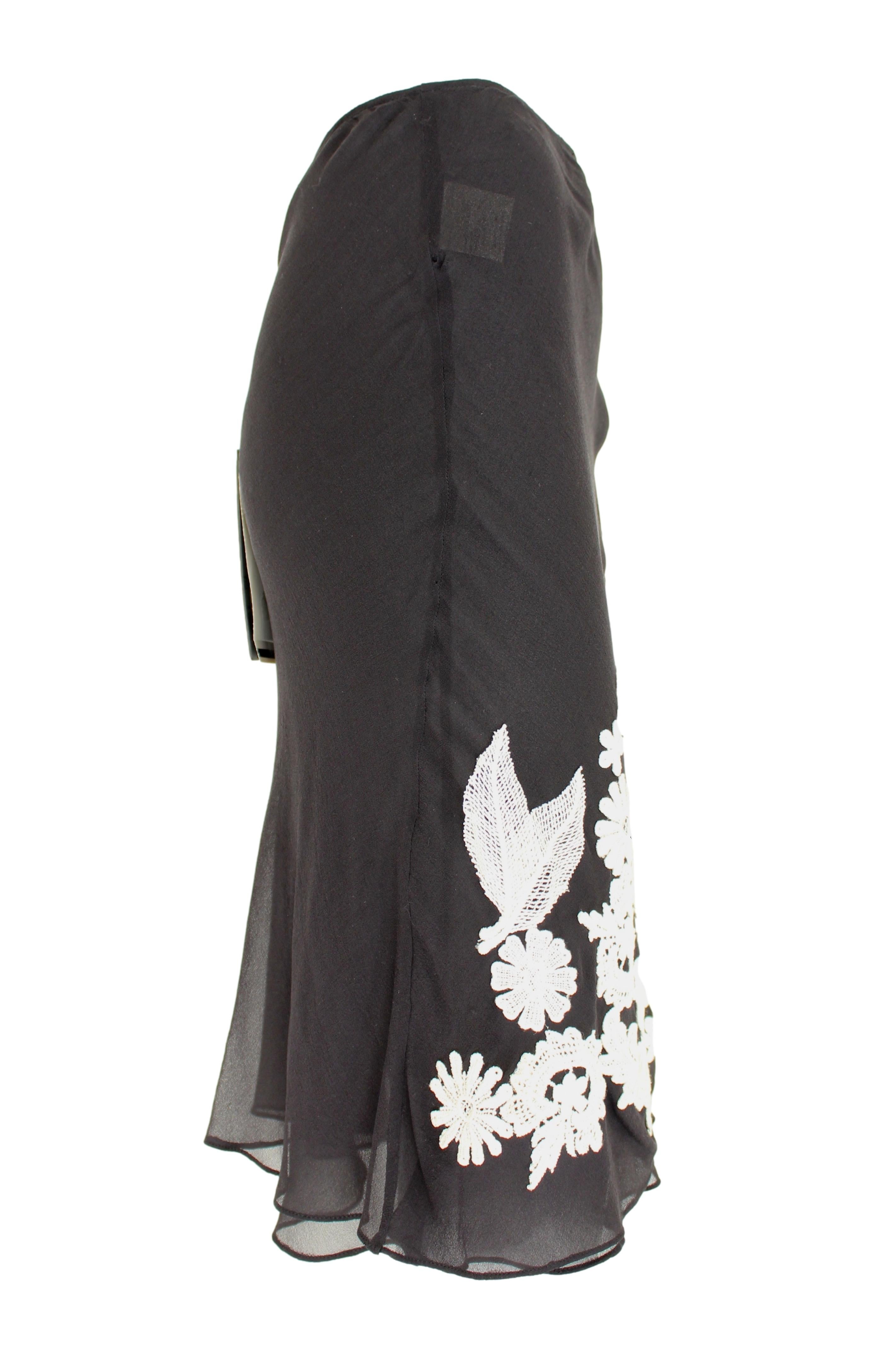 black and white silk skirt