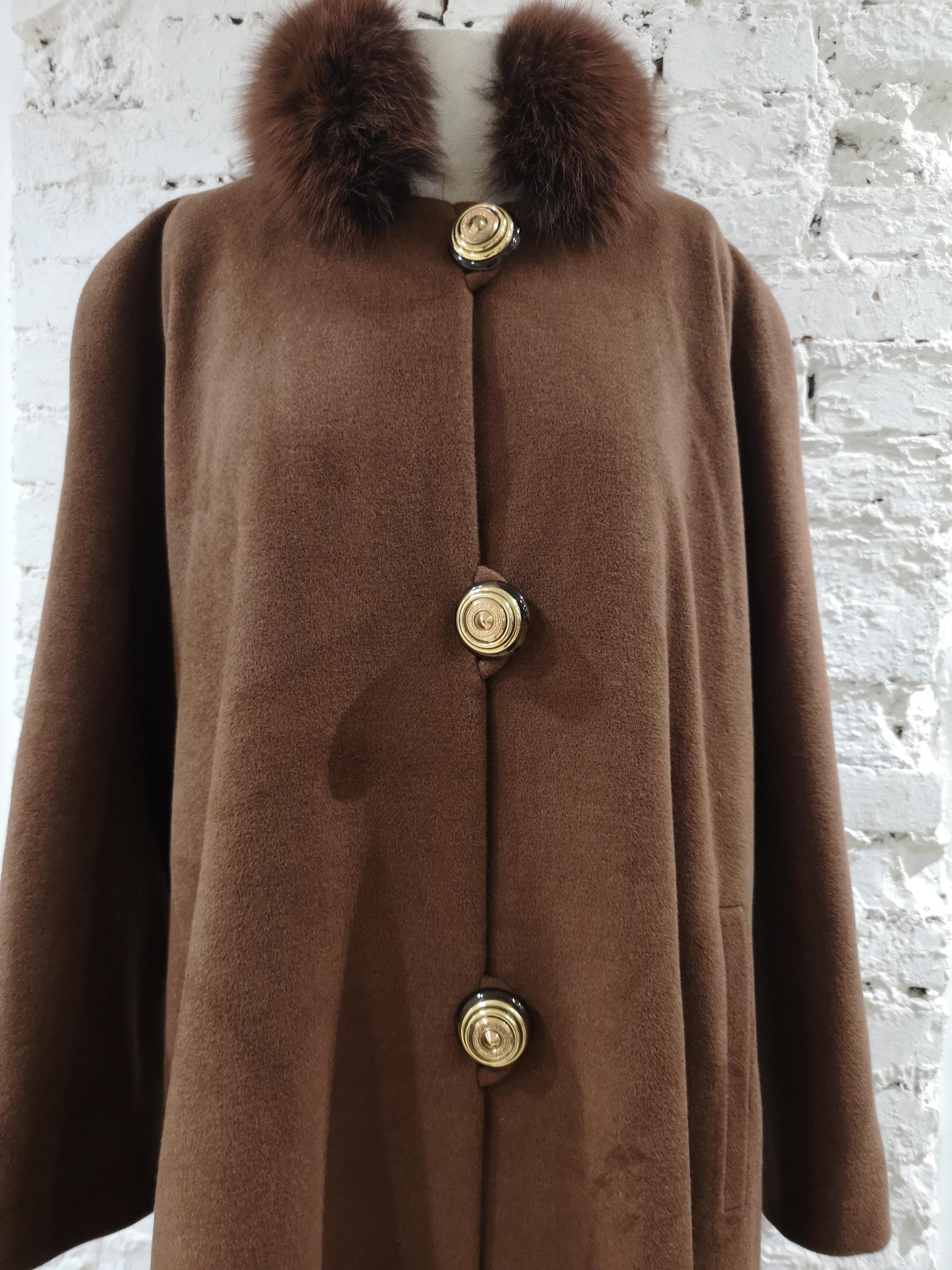 Gai Mattiolo brown wool cachemire coat In Excellent Condition For Sale In Capri, IT