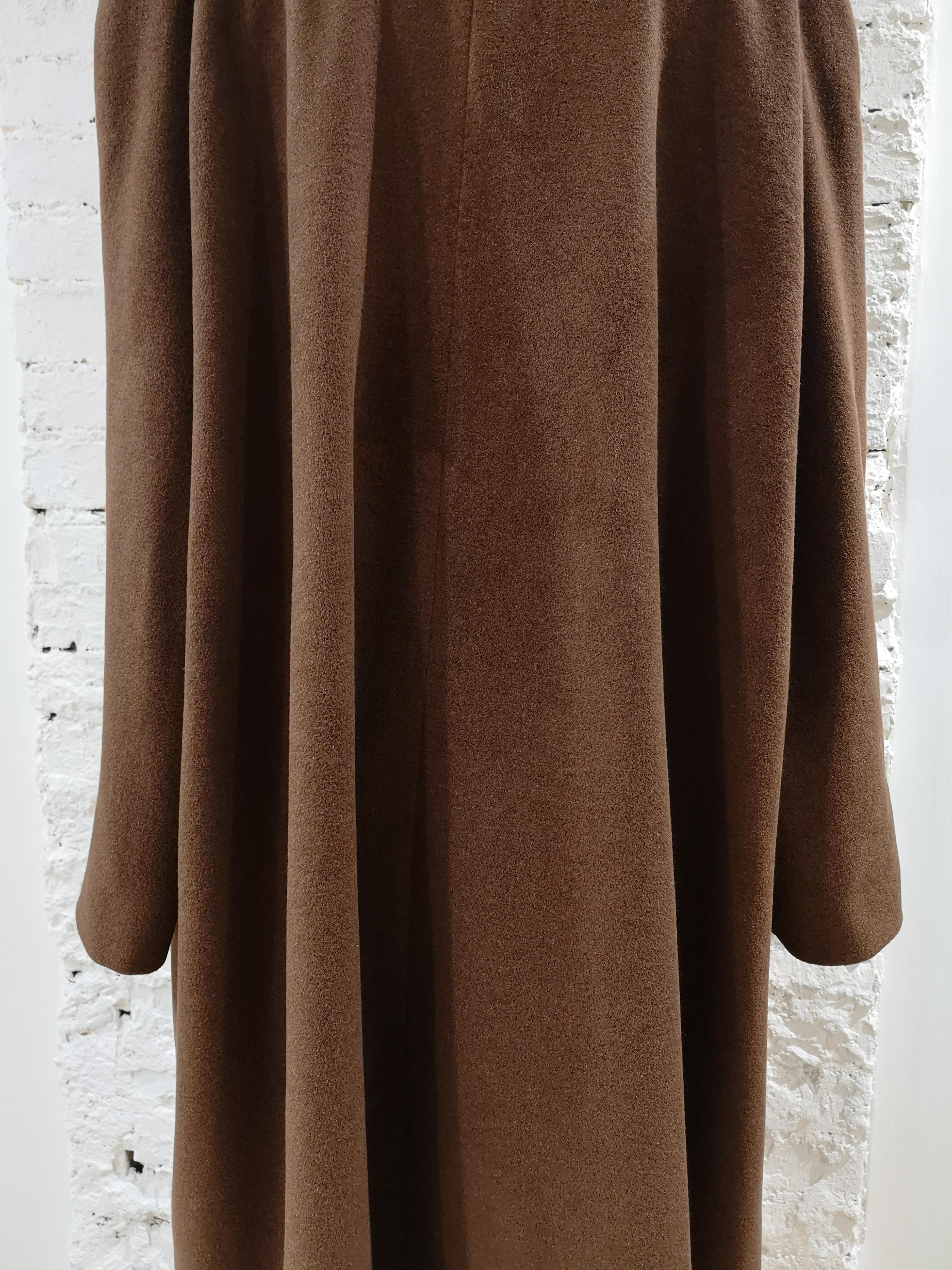 Gai Mattiolo brown wool cachemire coat For Sale 2