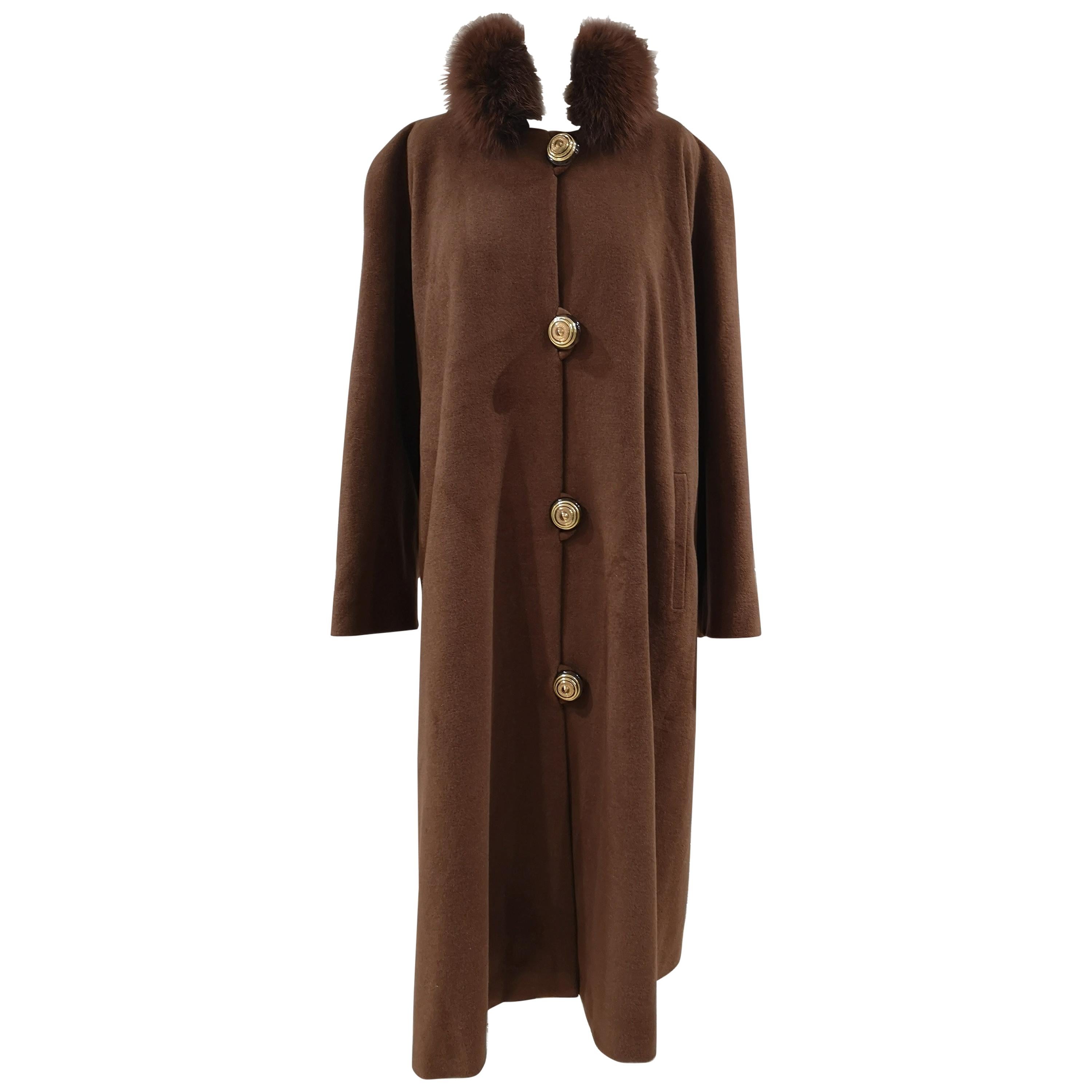 Gai Mattiolo brown wool cachemire coat For Sale