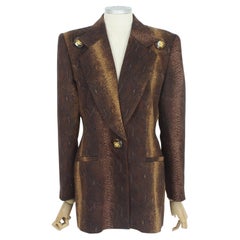 Gai Mattiolo Brown Wool Elegant Animalier Jacket 90s Vintage
