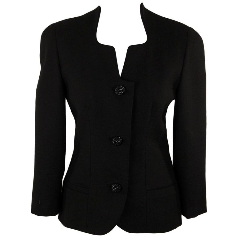 Gai Mattiolo Collarless Jacket with Lace Back Size 42 For Sale at 1stDibs