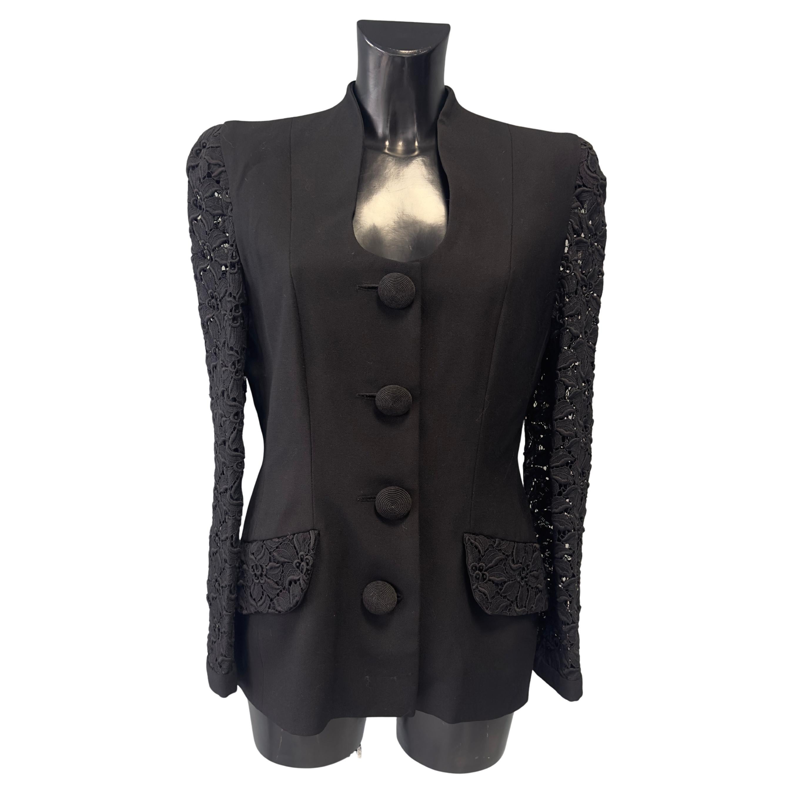 Gai Mattiolo Couture Giacca Nera Lana, Anni ‘80 condizioni ottime in vendita