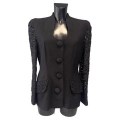 Gai Mattiolo Couture Chaqueta de lana negra, años 80 Excelente estado