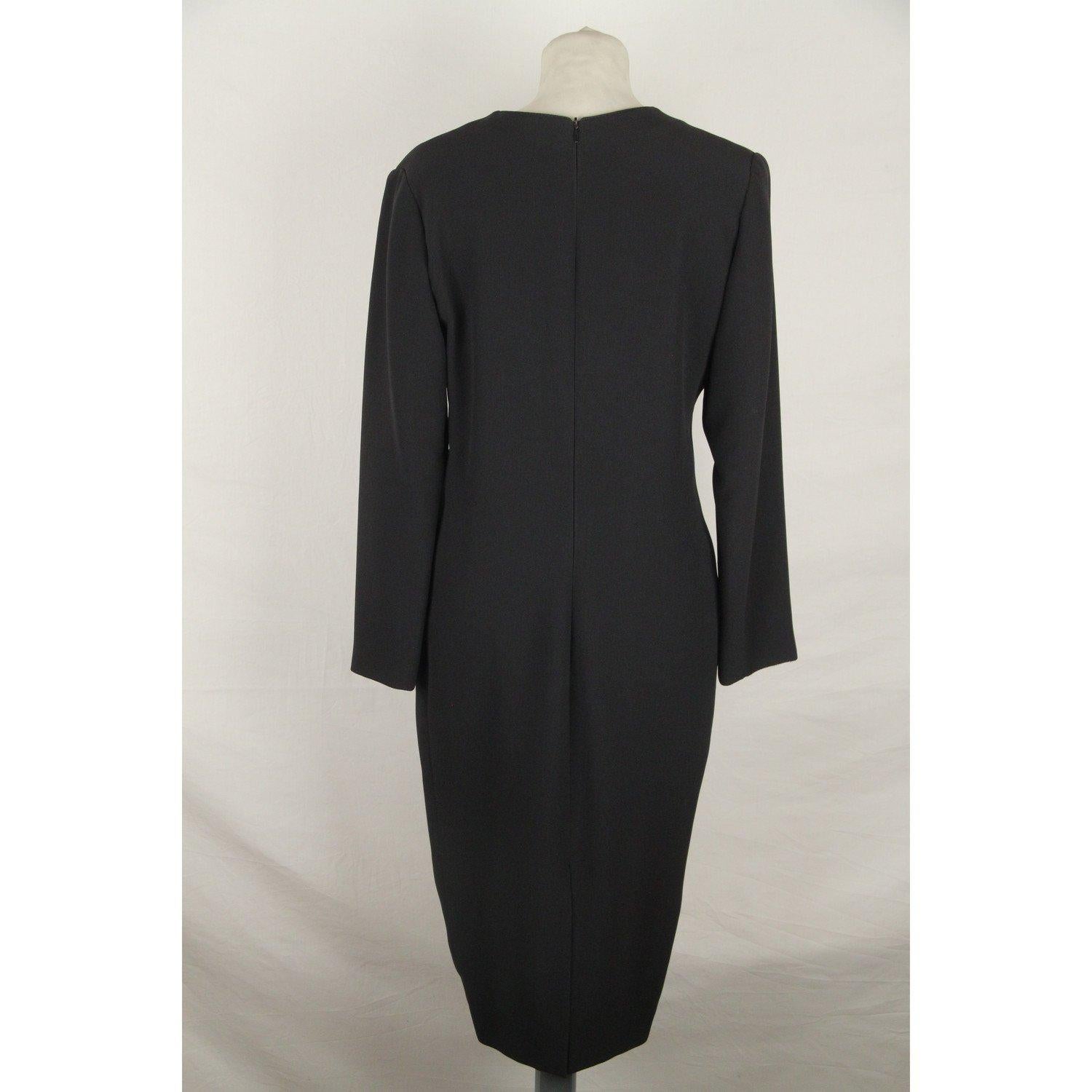 GAI MATTIOLO COUTURE Vintage Black LONG SLEEVE DRESS Size 44 In Excellent Condition In Rome, Rome