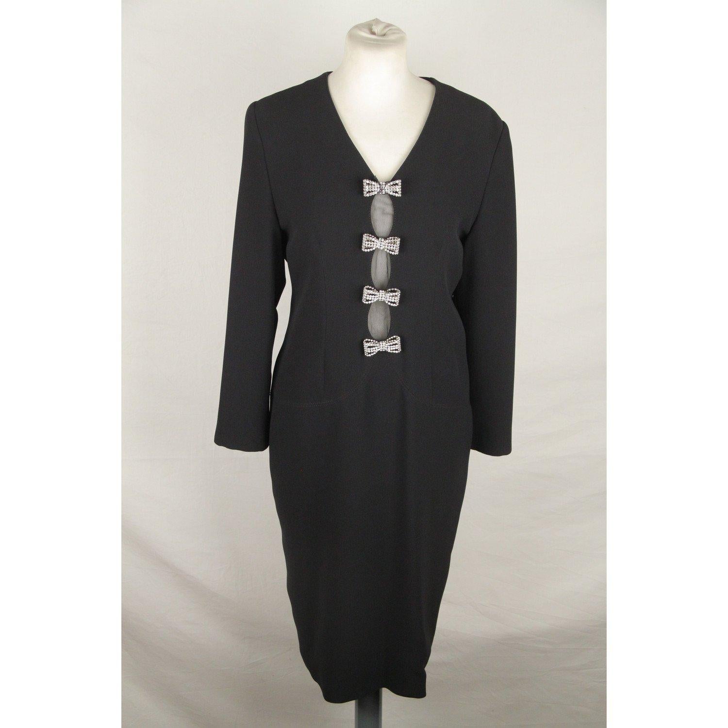 Women's GAI MATTIOLO COUTURE Vintage Black LONG SLEEVE DRESS Size 44