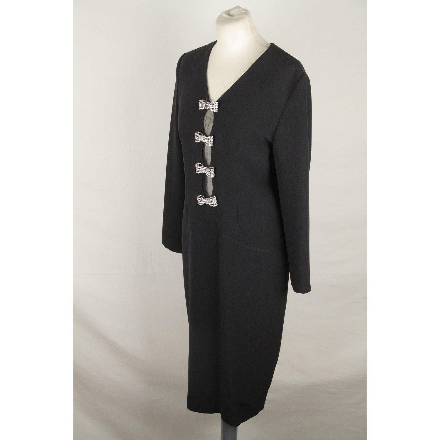GAI MATTIOLO COUTURE Vintage Black LONG SLEEVE DRESS Size 44 2