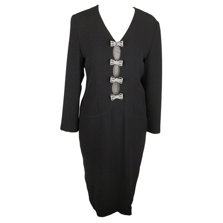 GAI MATTIOLO COUTURE Vintage Black LONG SLEEVE DRESS Size 44 For Sale ...