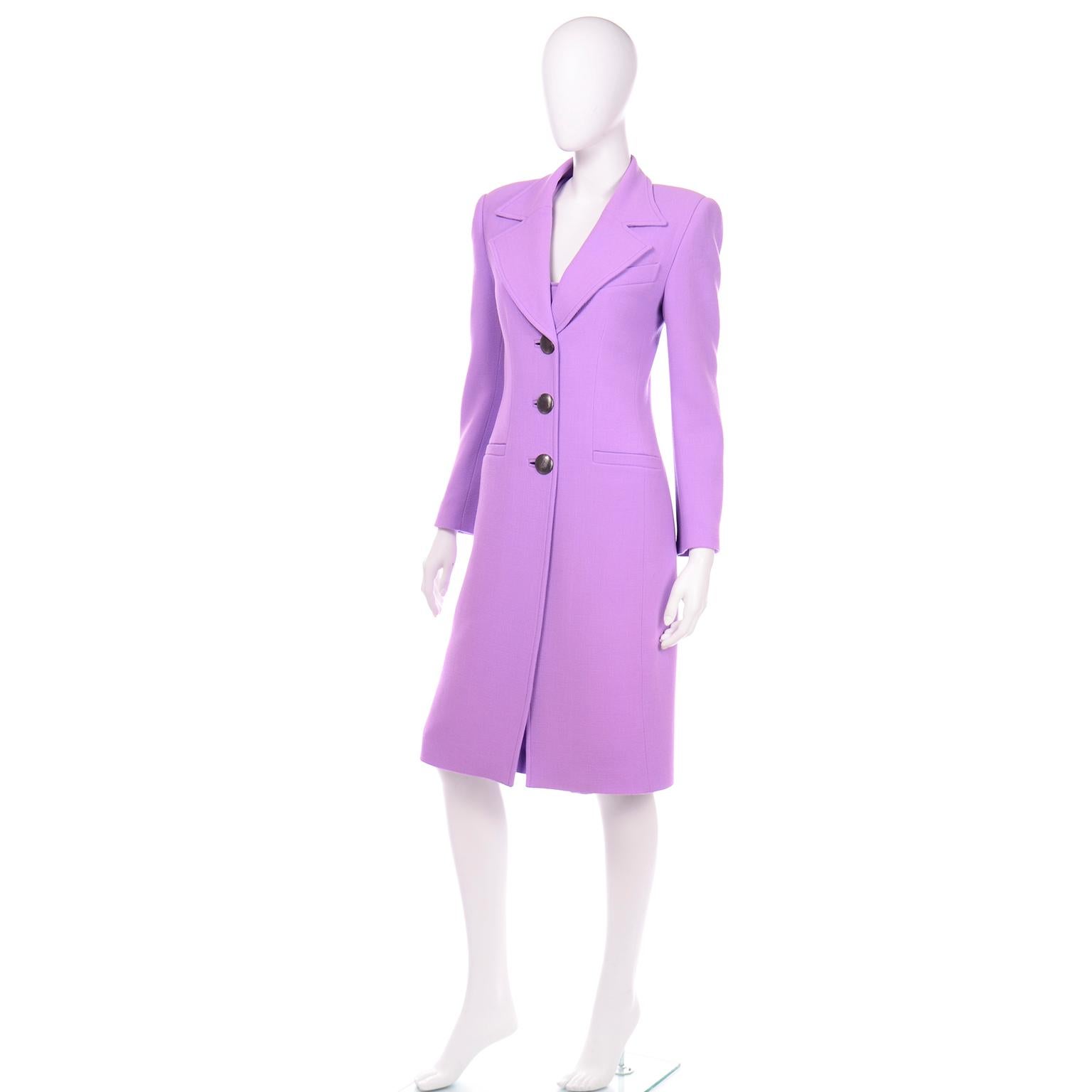 Gai Mattiolo Lavender Purple Dress and Coat Suit in Spring Summer Weight Wool 1