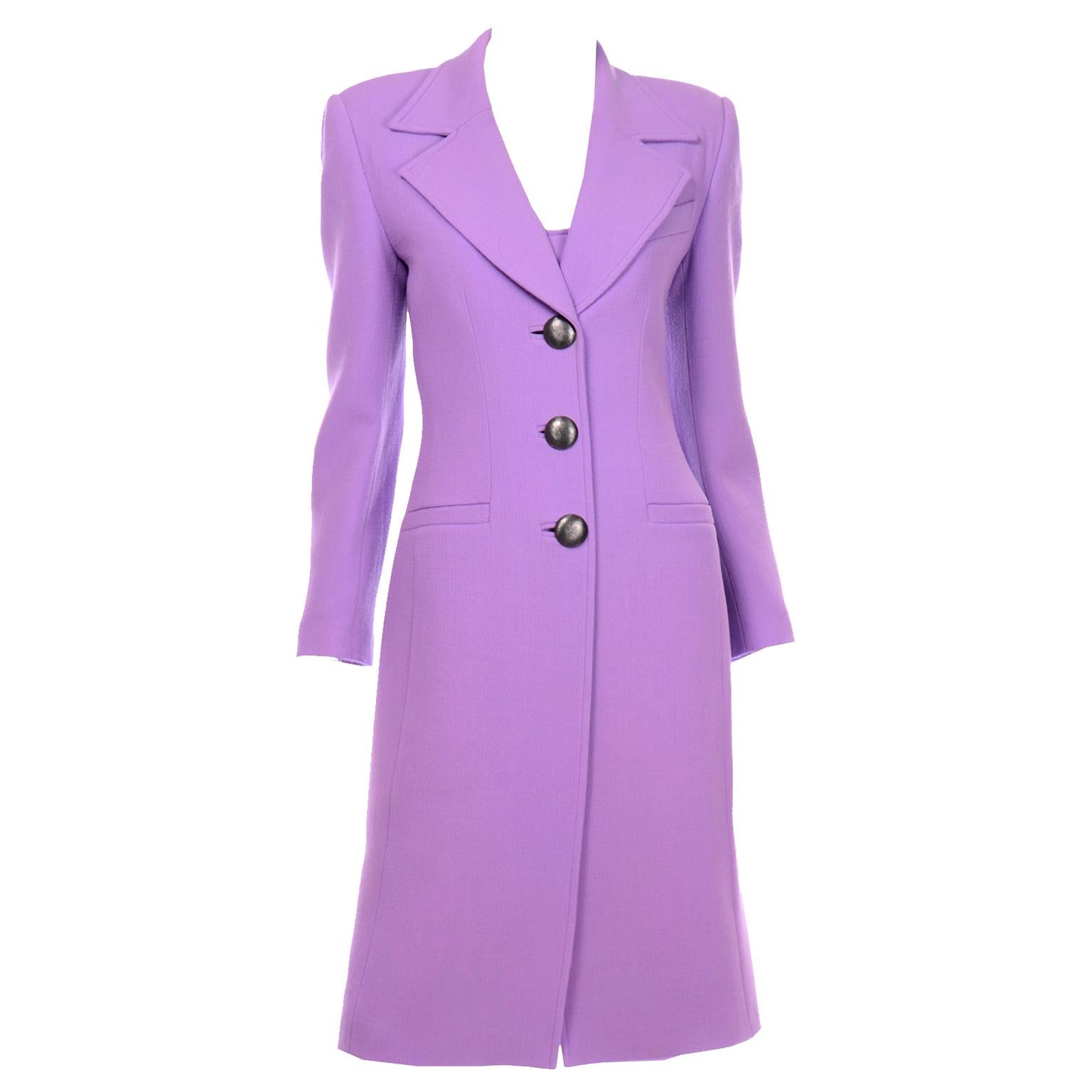 Gai Mattiolo Lavender Purple Dress and Coat Suit in Spring Summer Weight Wool