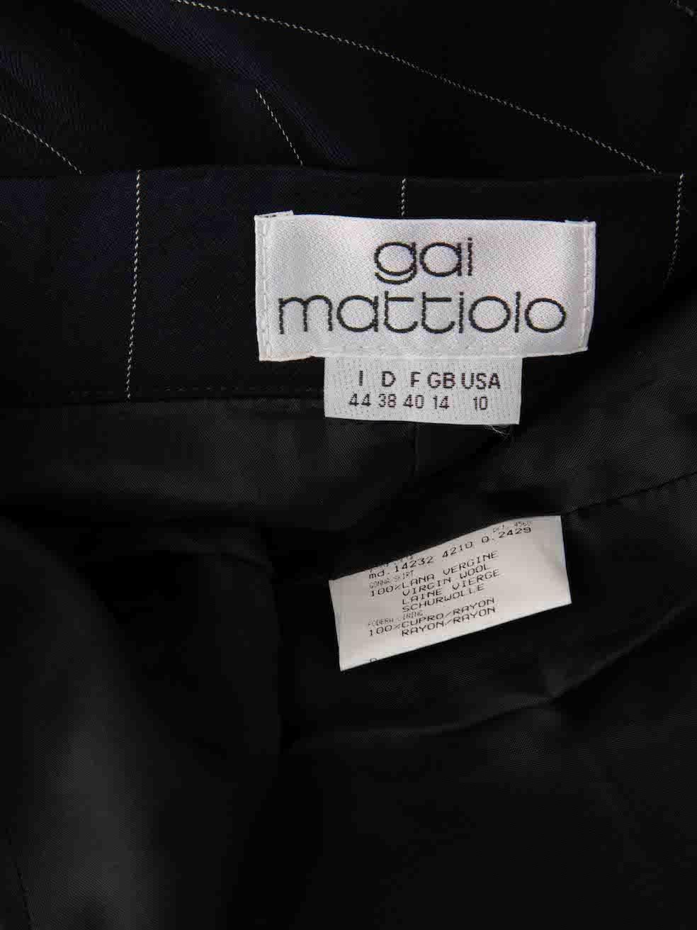 Women's Gai Mattiolo Navy Wool Pin Stripe Skirt Size L For Sale