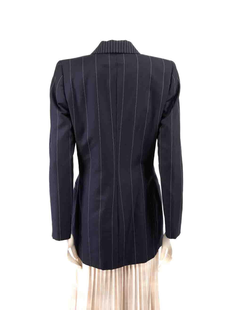 Gai Mattiolo Navy Wool Pinstripe Pattern Blazer Size L In Good Condition For Sale In London, GB