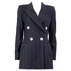 Gai Mattiolo Blazer de lana azul marino con estampado de rayas talla L