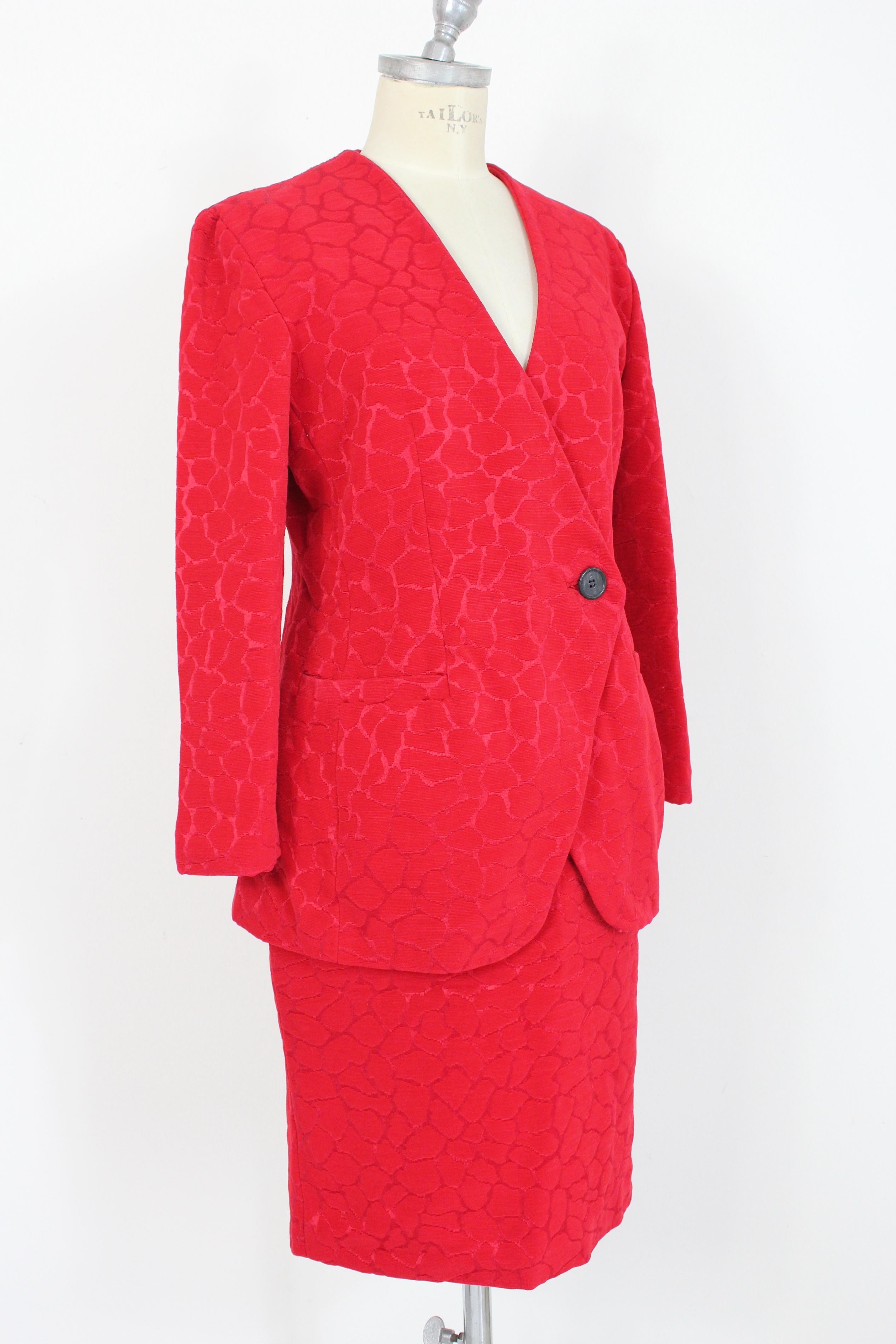 Women's Gai Mattiolo Red Silk Damask Evening Skirt Suit