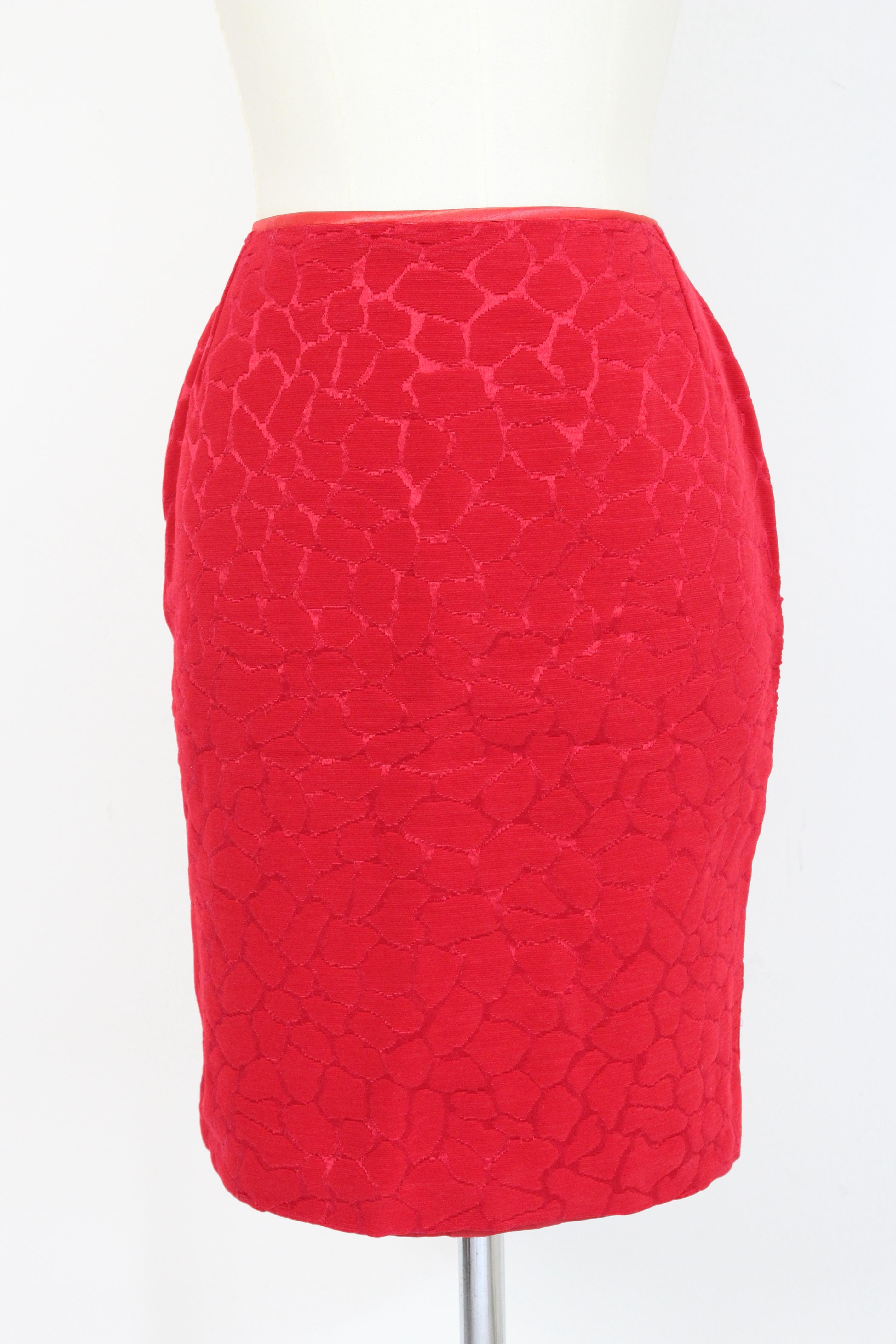 Gai Mattiolo Red Silk Damask Evening Skirt Suit 2