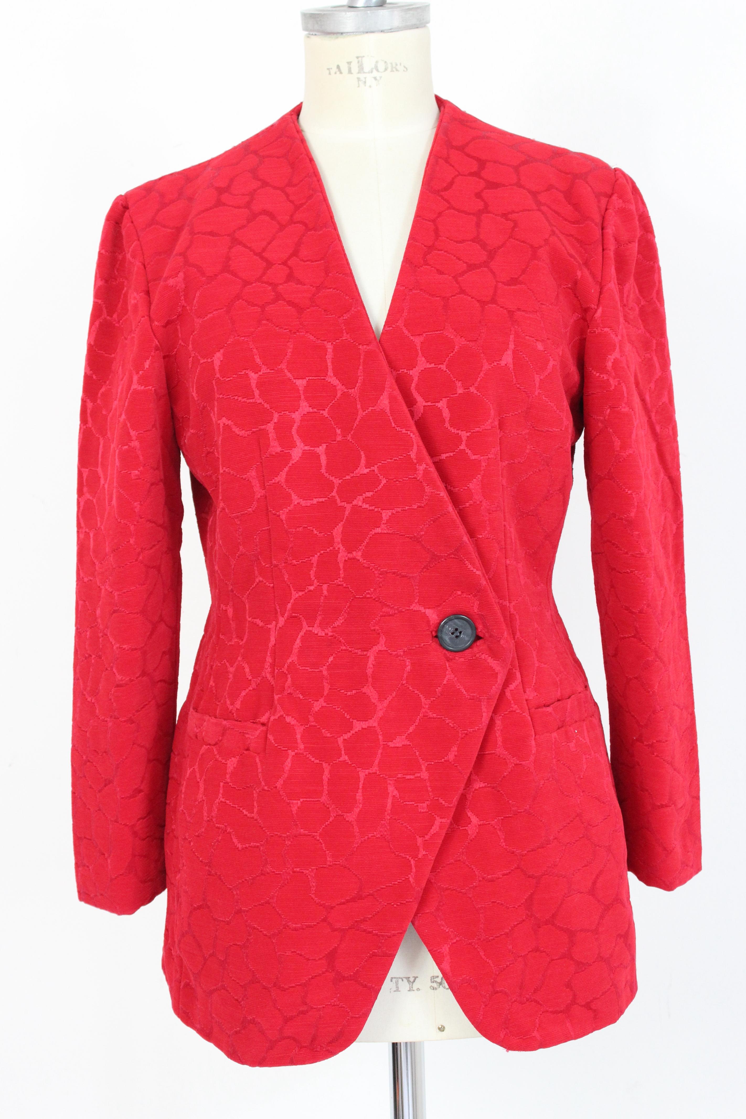 Gai Mattiolo Red Silk Damask Evening Skirt Suit 3