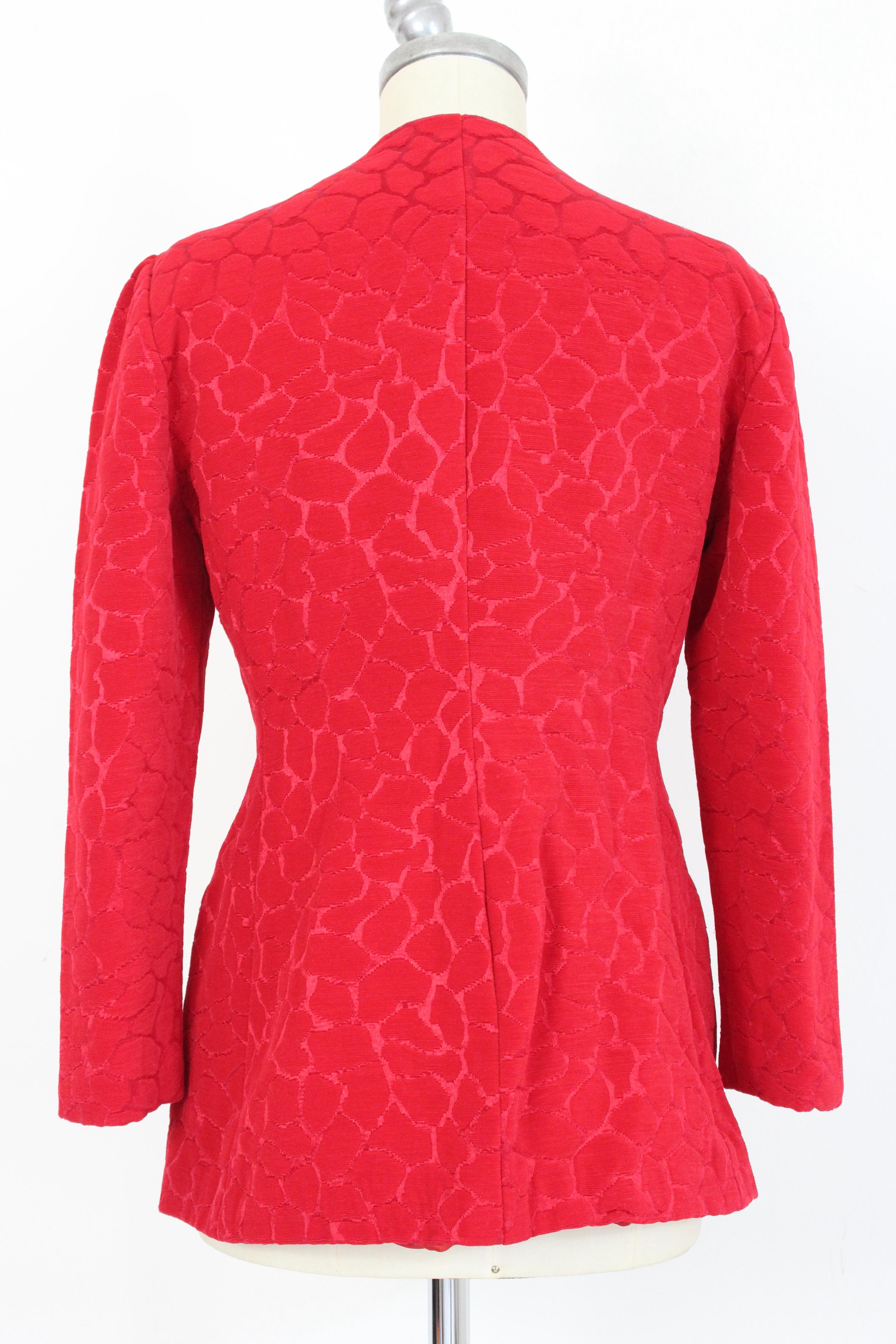 Gai Mattiolo Red Silk Damask Evening Skirt Suit 4