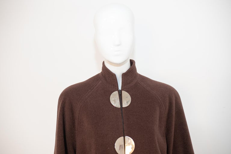 Gai Mattiolo Stylish Brown and Gold Wool Coat In Good Condition For Sale In Milano, IT