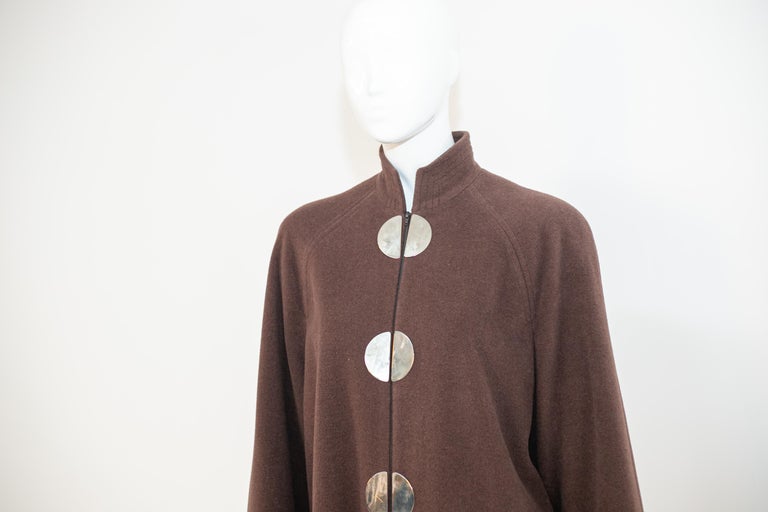 Gai Mattiolo Stylish Brown and Gold Wool Coat For Sale 1